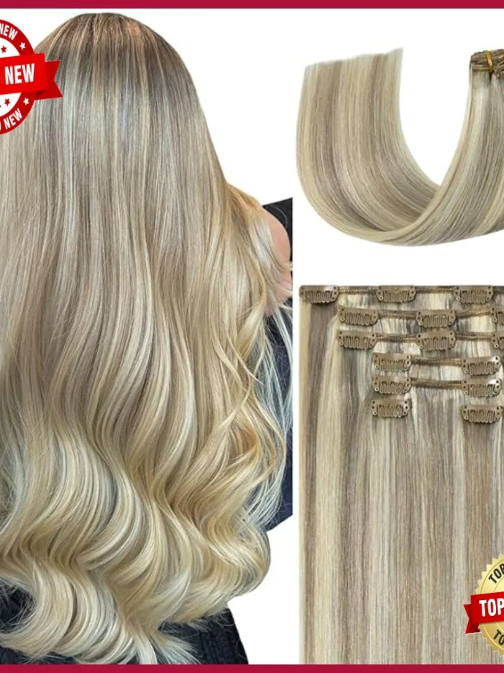 22 Inch Real Human Hair Clip In Extensions, 7pcs 75g Straight Remy Hair
